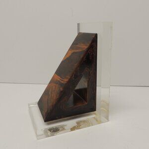 MCM Lucite & Petrified Wood Single Bookend.